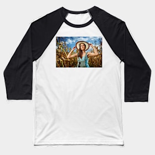 Beautiful woman farmer in the cornfield Baseball T-Shirt